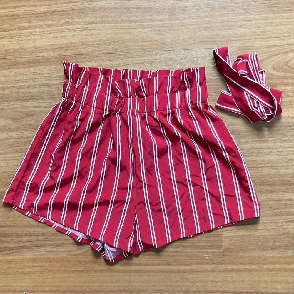 Striped Self-Tie Shorts